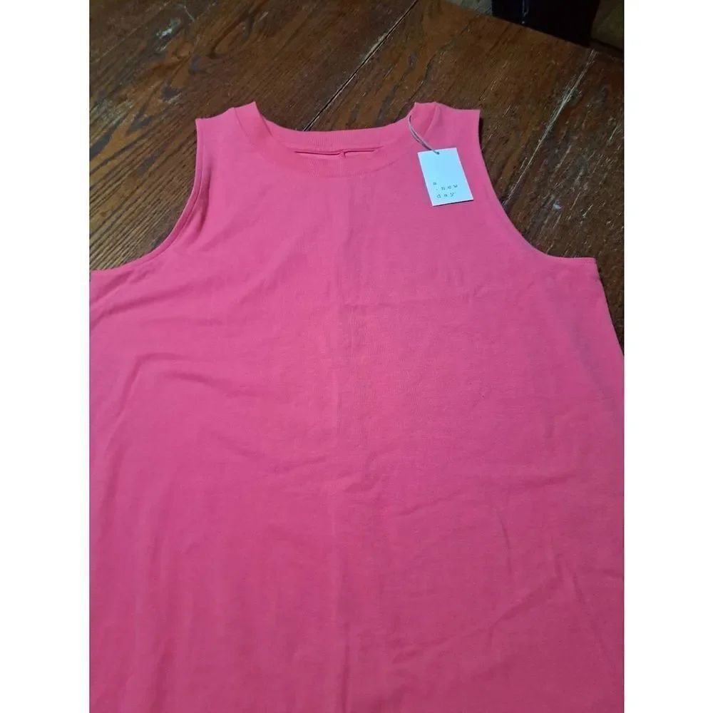 New XL A New Day Pink Sleeveless Round Neck Tshirt Dress Midi Summer Spring NWT
